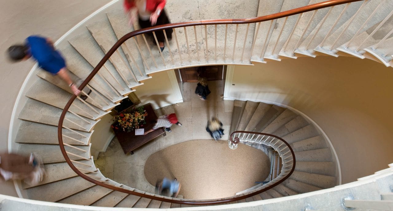 Sweeping staircase inside the Tower of the Winds