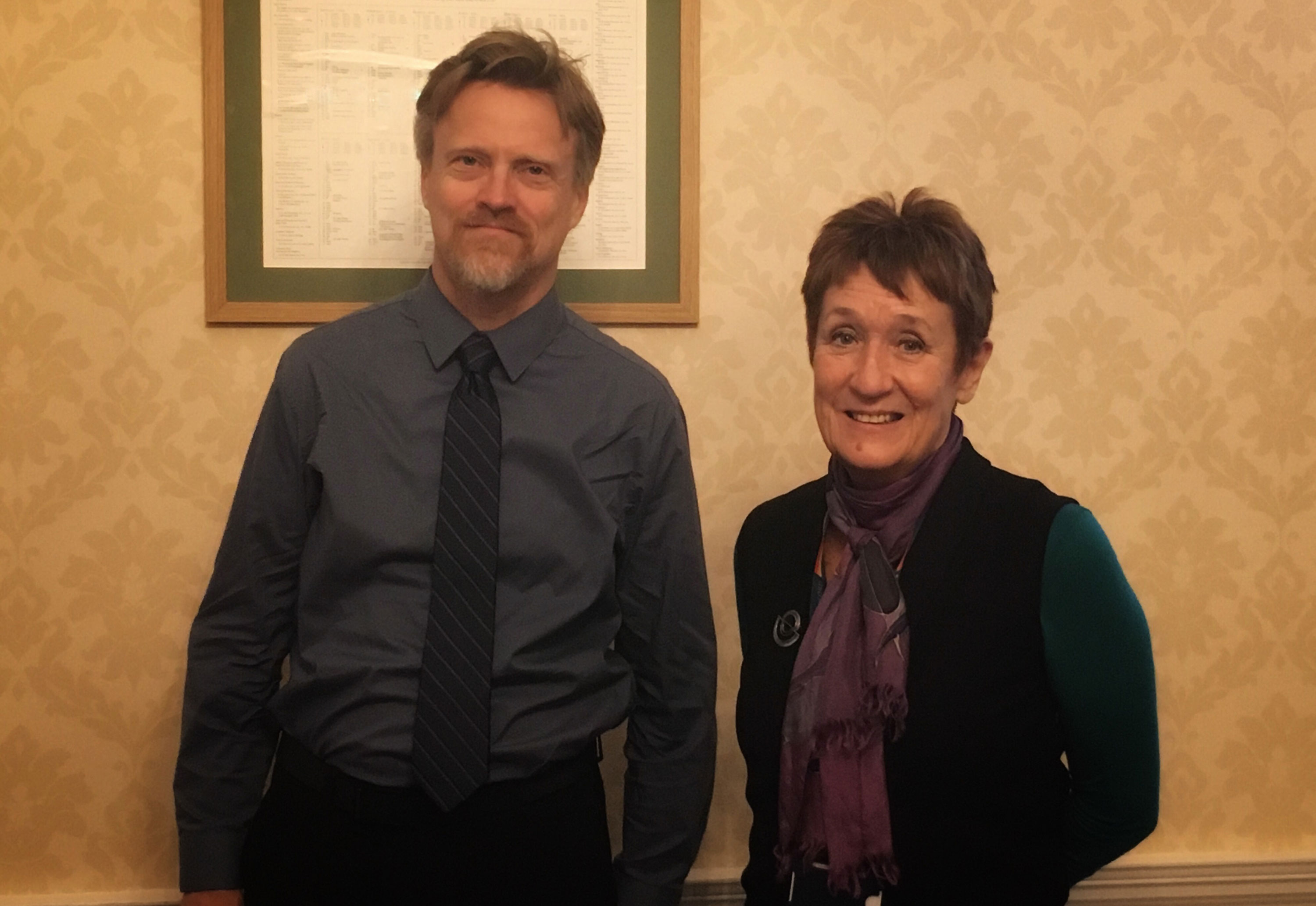 Professor Timothy Hoff and Denise Lievesley ahead of his lecture on Obamacare at Green Templeton College on January 14, 2019 (c) Green Templeton College