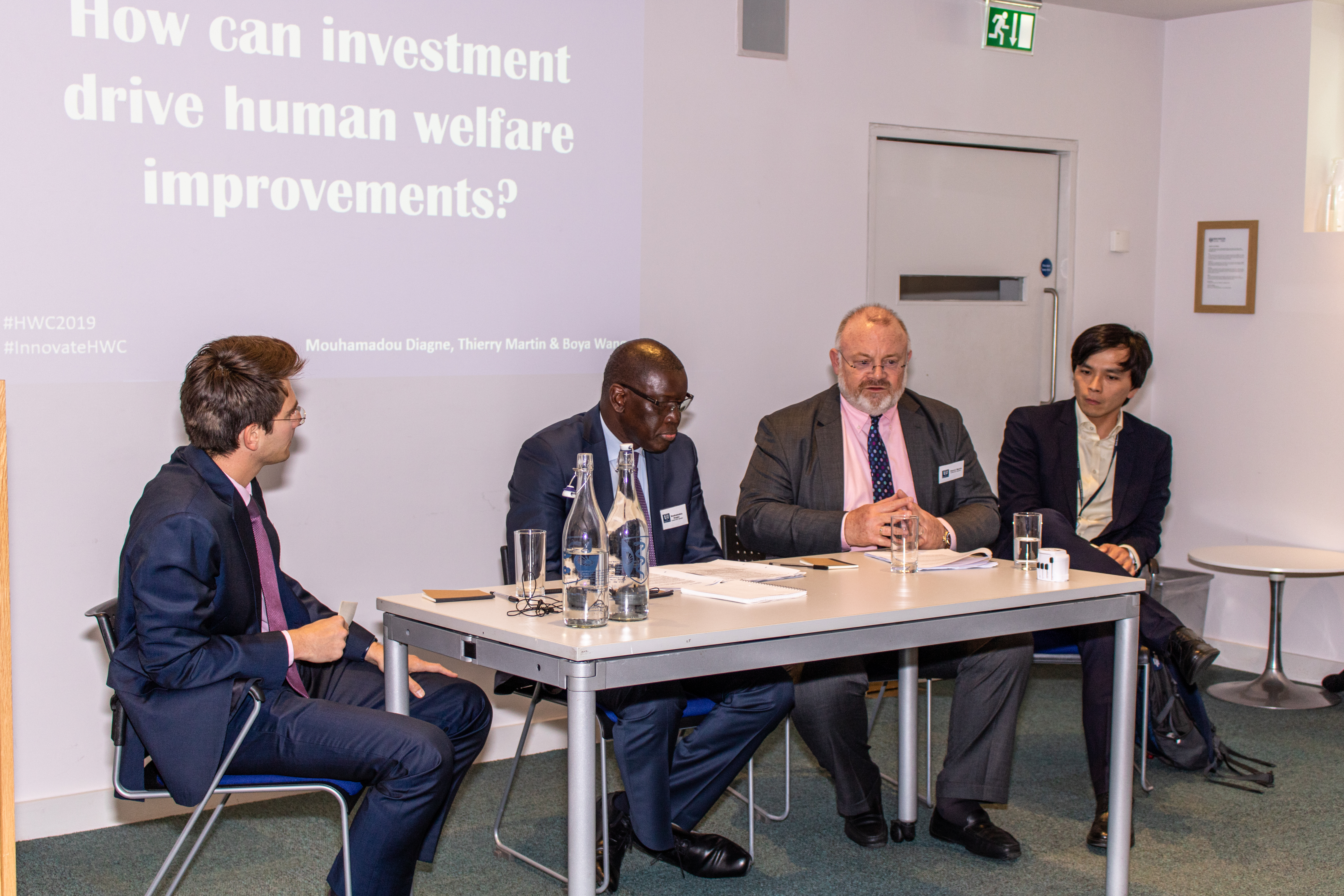 Ethical Investment Panel at Human Welfare Conference 2019: Dennis West,Mouhamadou Diagne, Thierry Martin and Boya Wang