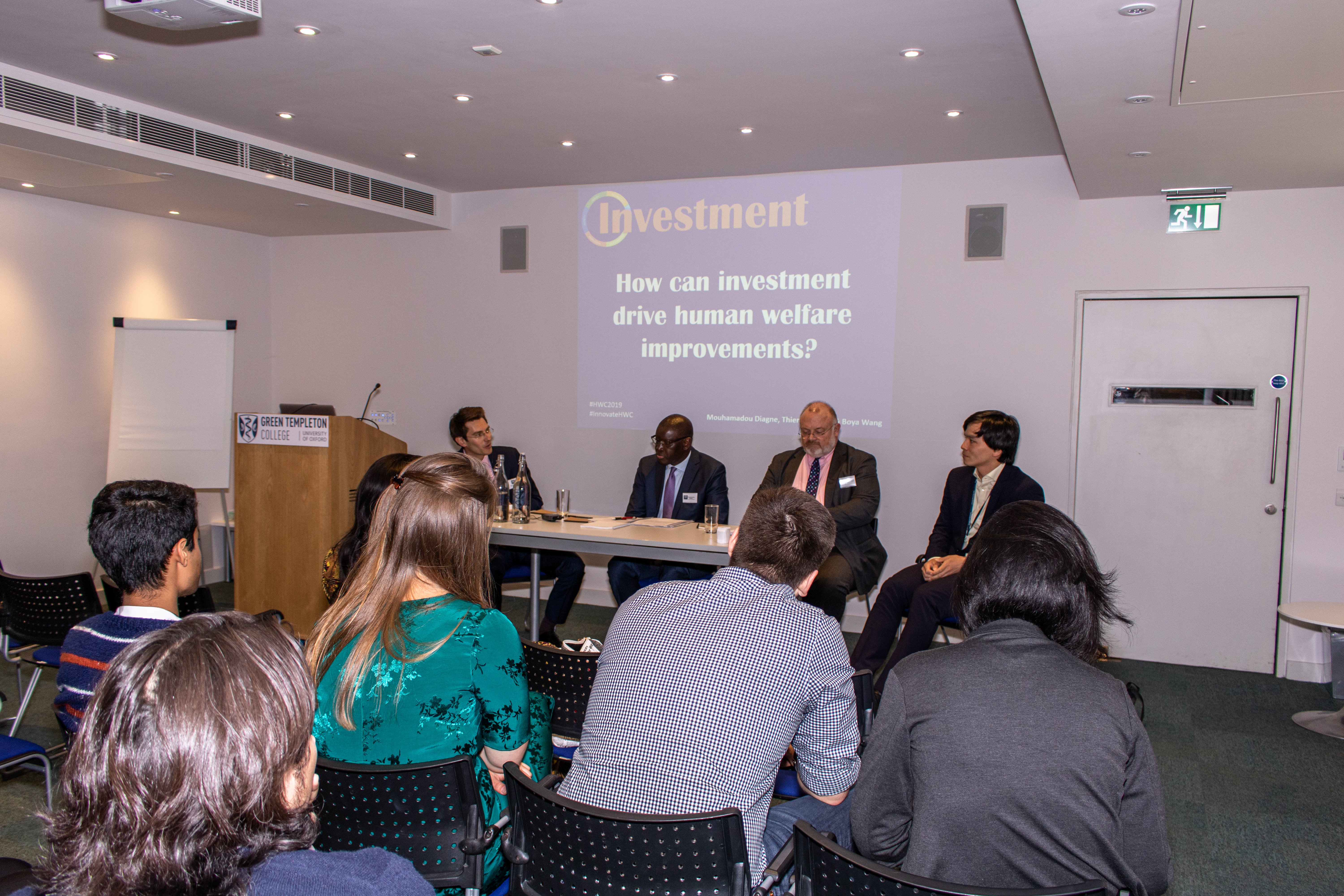 Ethical Investment Panel at Human Welfare Conference 2019: Dennis West,Mouhamadou Diagne, Thierry Martin and Boya Wang
