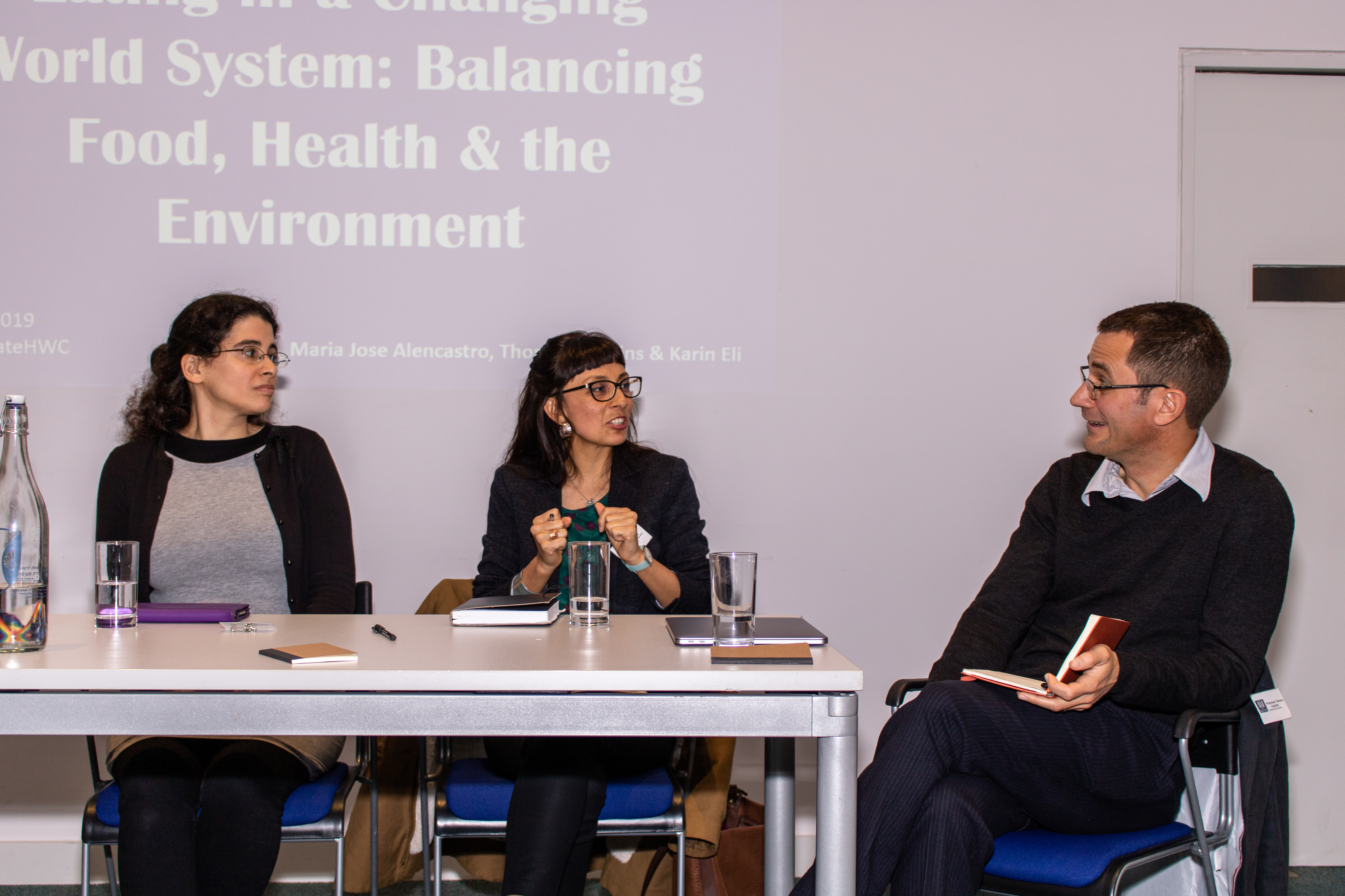 Human Welfare Conference 2019 panel on Food: Karin Eli, Maria Jose Alencastro, Thomas Cousins
