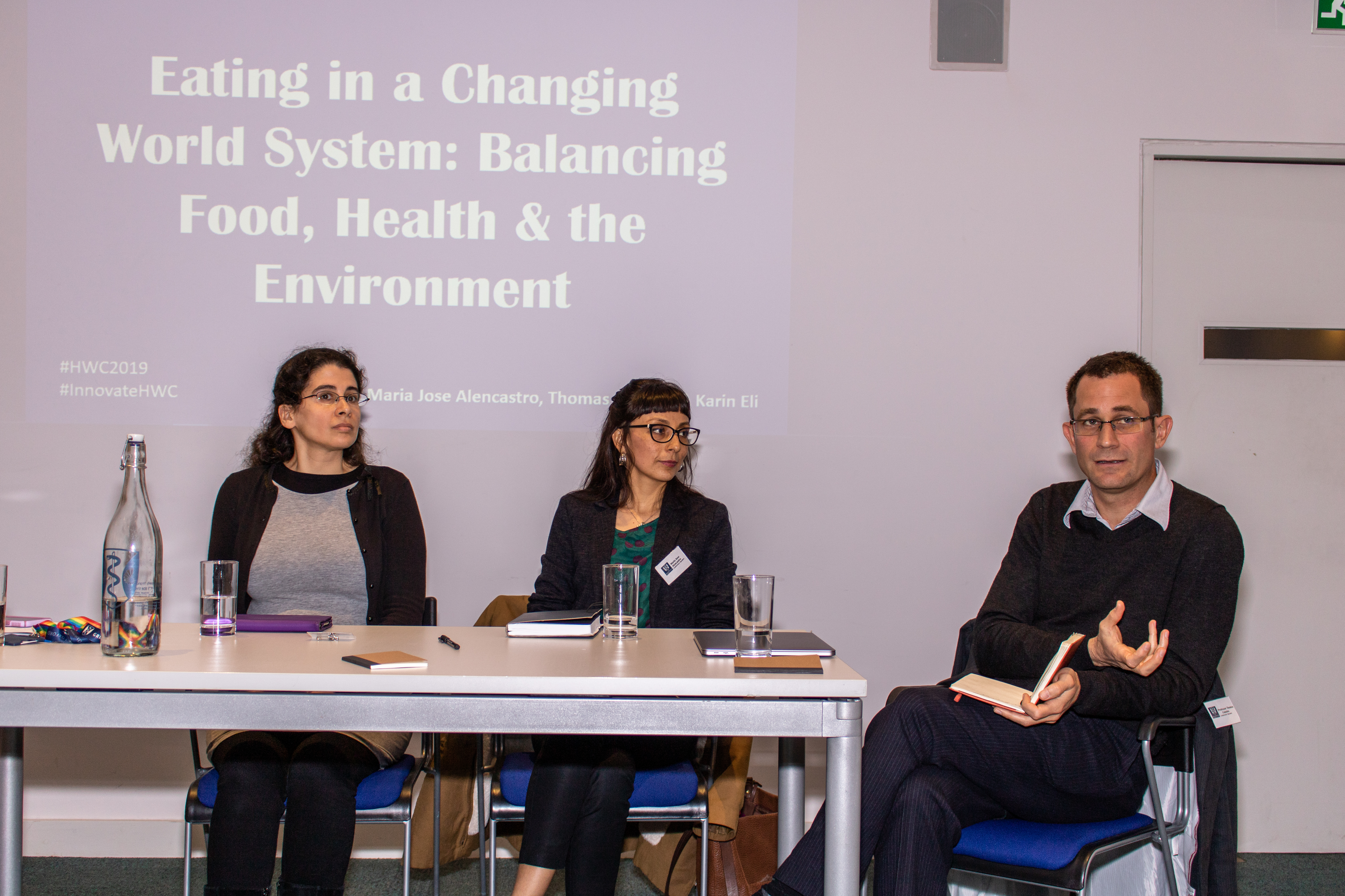 Human Welfare Conference 2019 panel on Food: Karin Eli, Maria Jose Alencastro, Thomas Cousins