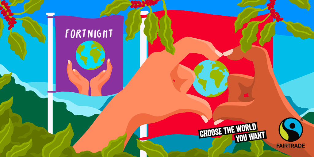 An illustration of hands making a heart shaped sign around the globe