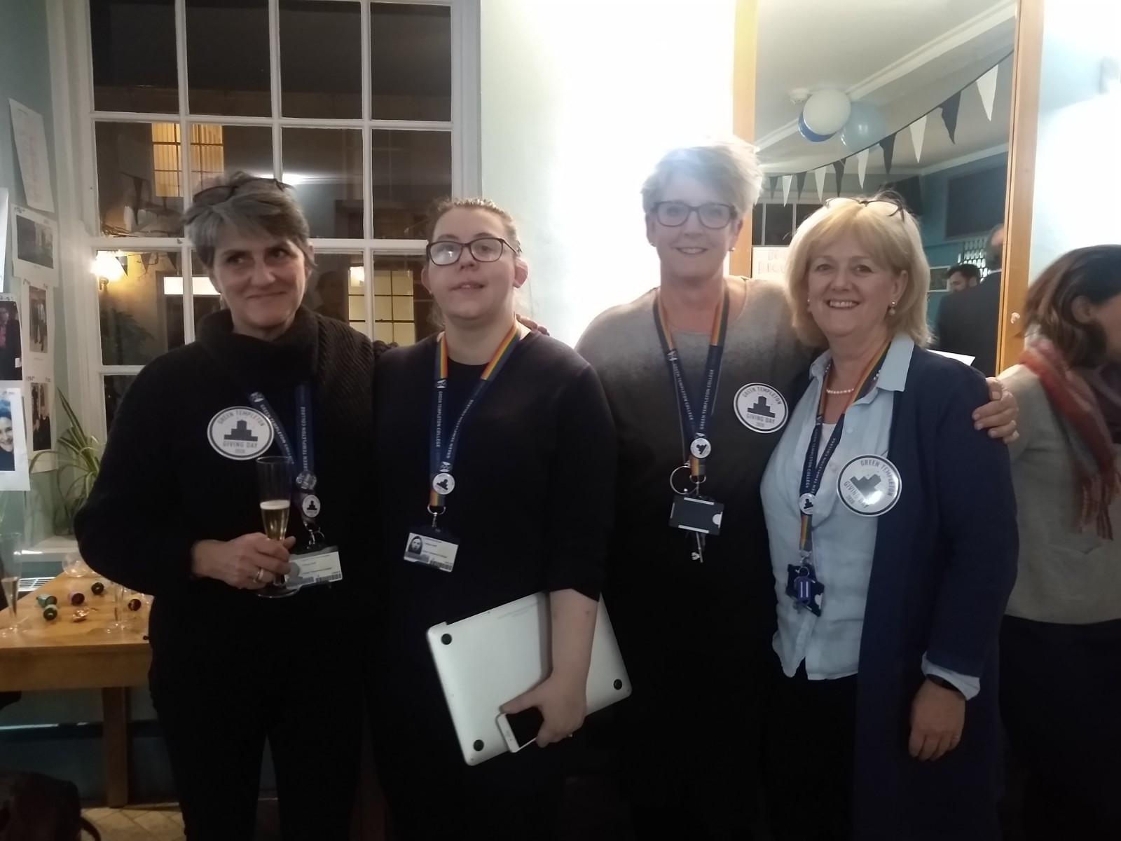 The Development Team raise a toast in the Stables Bar to mark the end of Giving Day 2020.