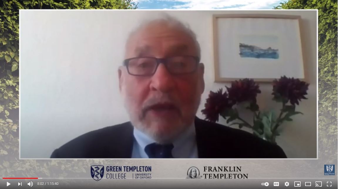 Joseph Stiglitz Delivering 2021 Green Templeton Lecture