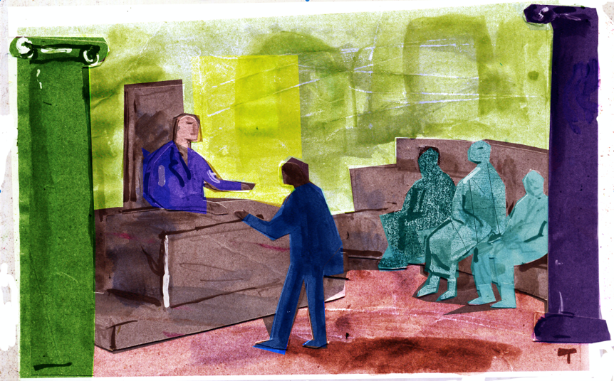 Illustration of Appeal To Judge in courtroom