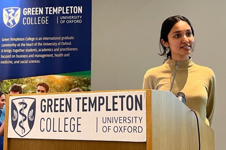 Lisha Jeena Speaking At Green Templeton Branded Lectern