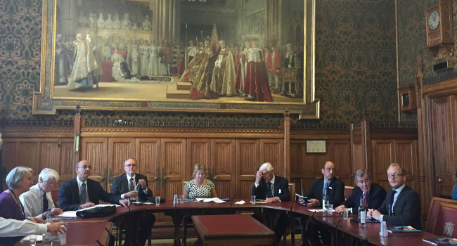 Speakers including Sir John Grimley Evans, Dr Alexandre Kalache and Dr Alexandre Sidorenko at the House of Lords