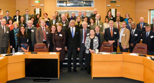 Participants at the EMS 2018 event pose for a photo in the conference room