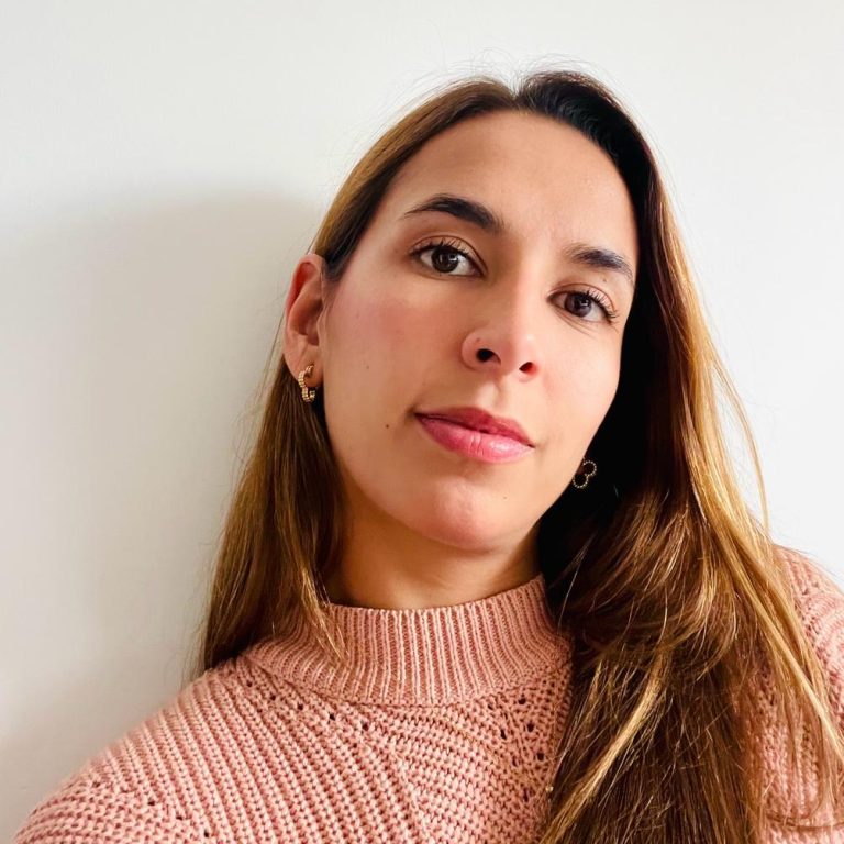 Ana Eslava against white background