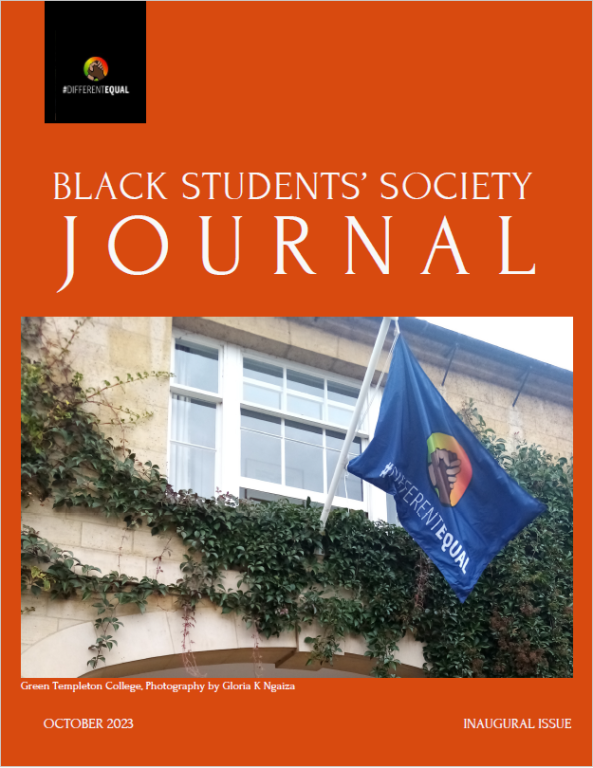 Black Students' Society Journal 2023 Cover With Photo Of Differentequal Flag Flying At College Entrance
