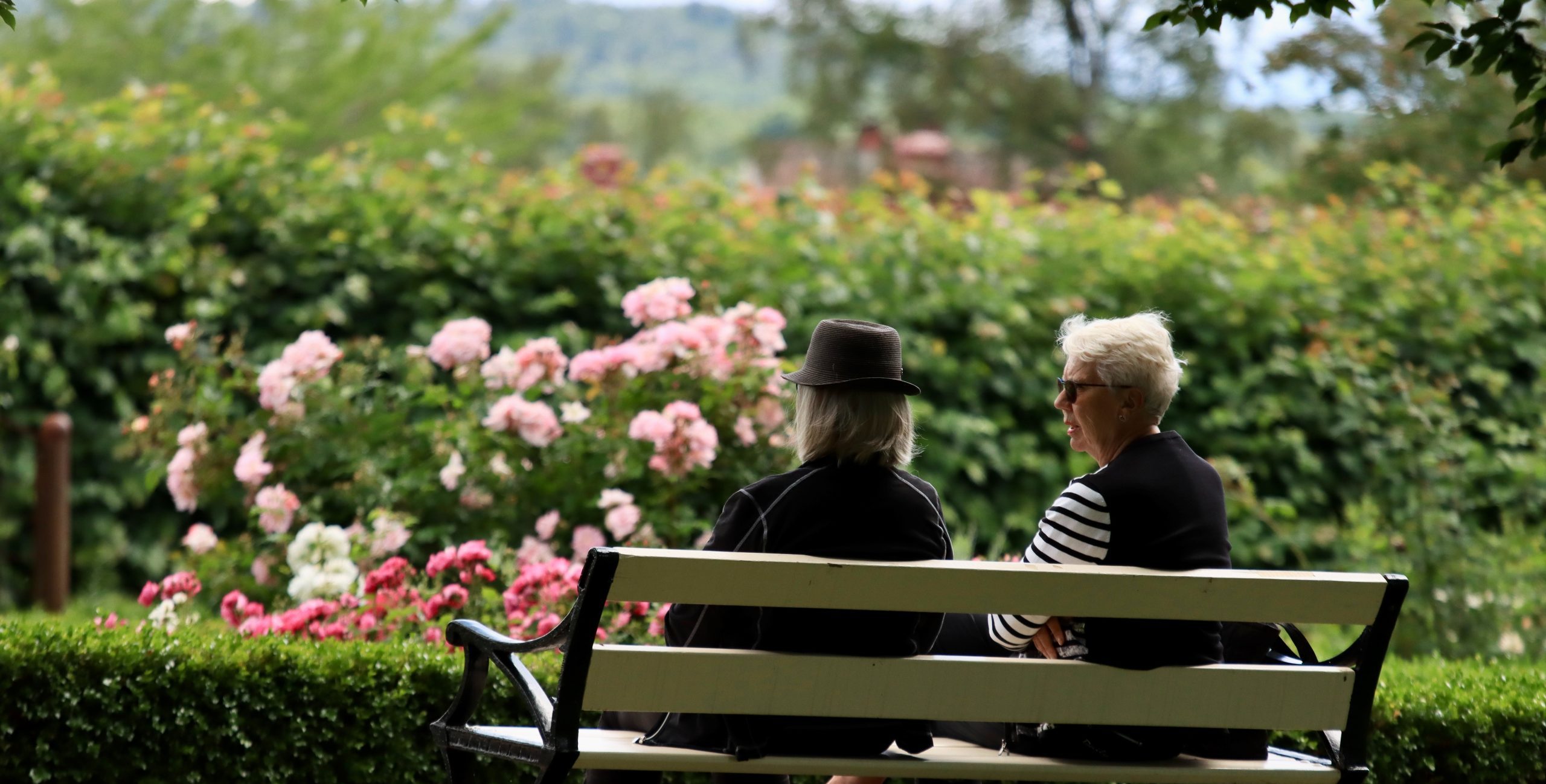 Two people sat on bench