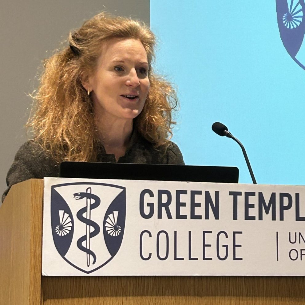 Catherine Howarth Speaking At Green Templeton Branded Lectern
