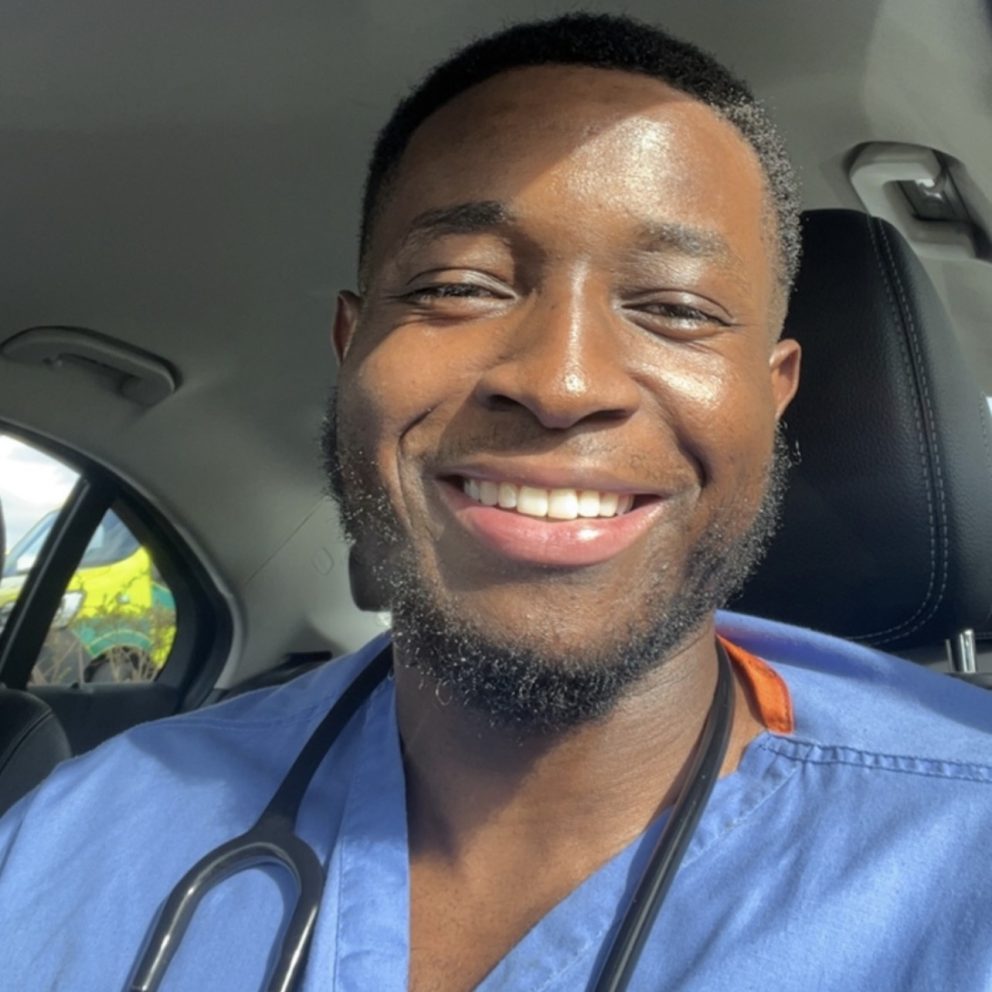 Paul Njoku Profile Pic In Scrubs In Car