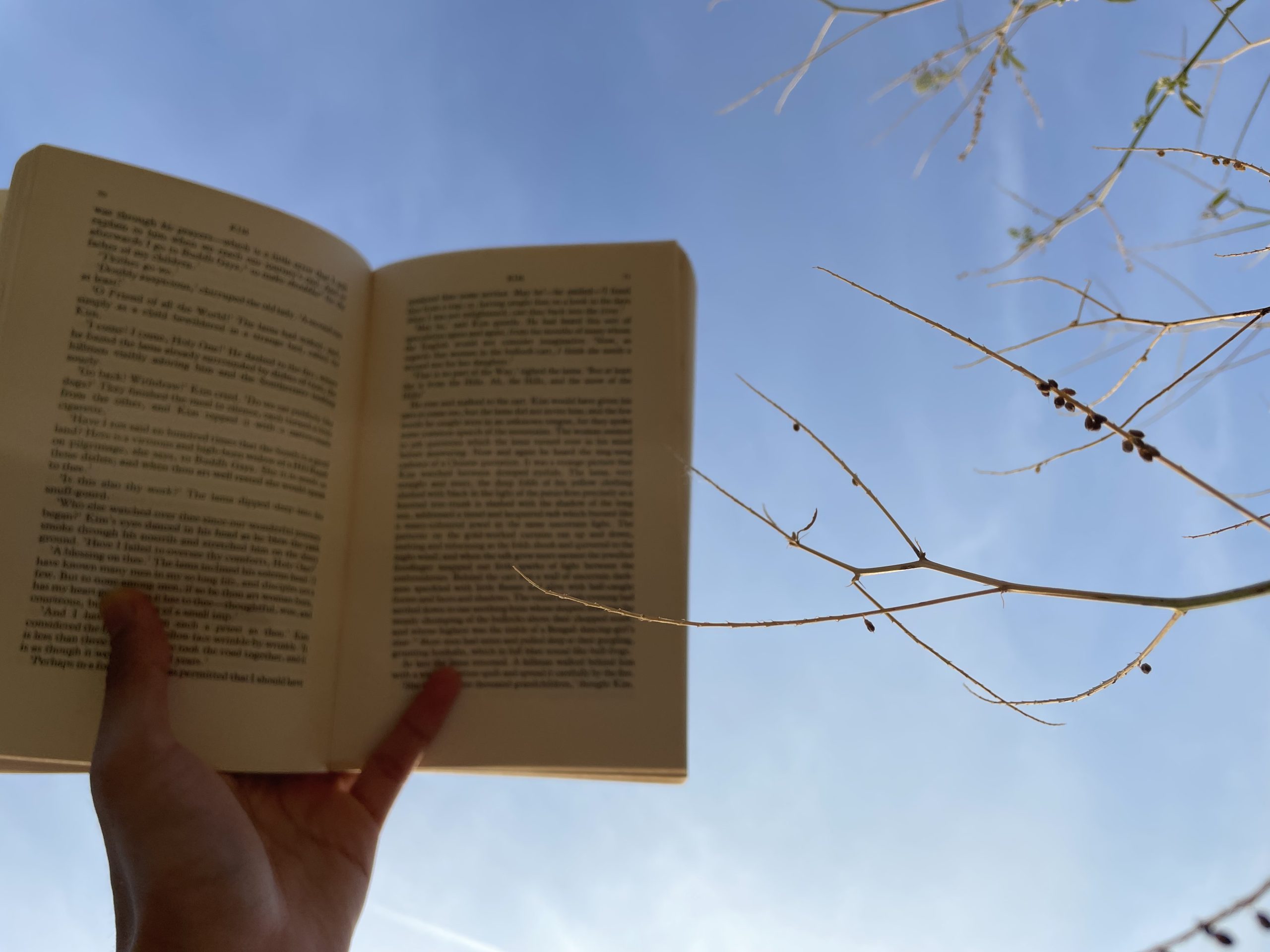 an open book held up above a blue sky by Paras Garg