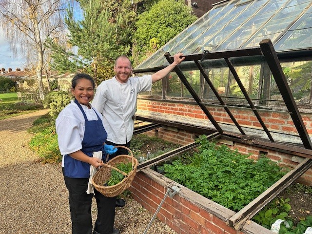 Collecting Herbs From The Greenhouse