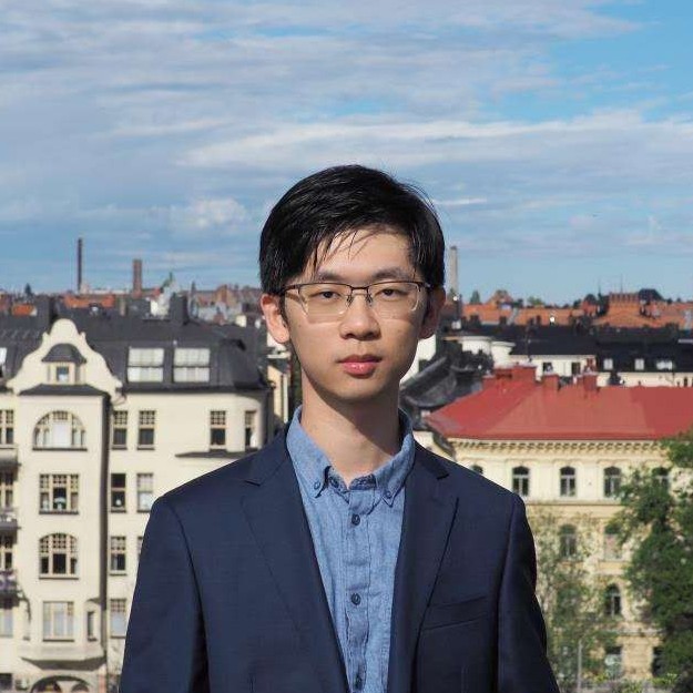 Keyu Zang in front of skyline