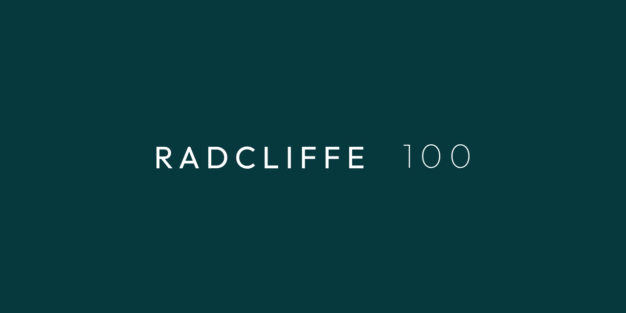 Words Radcliffe 100 In White On Dark Background