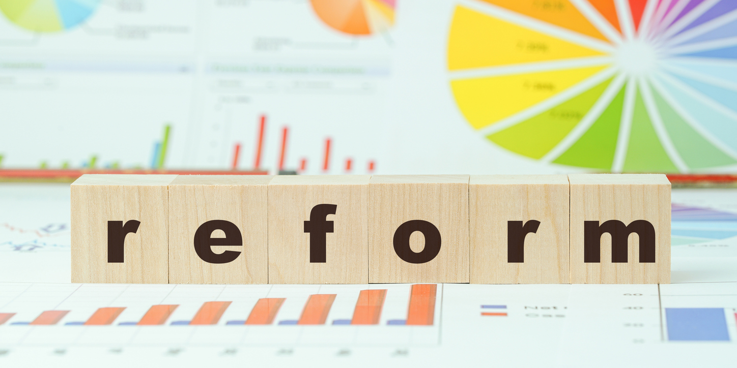 Reform Text On Wooden Blocks In Black Letters