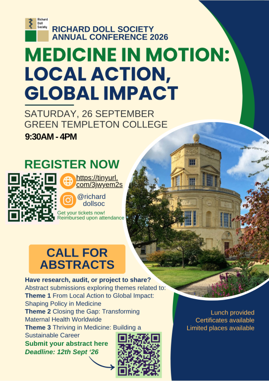 Poster with information from this web page on it in text and a QR code to submit your abstract link