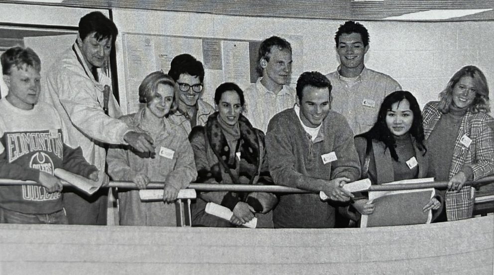 Bill Impey And Templeton College Students On The Balcony Looking Down