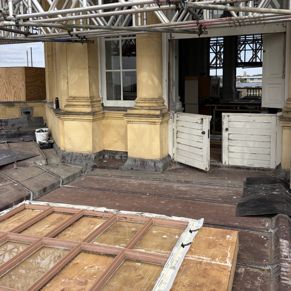 Work Going On To Repair Windows Of The Tower Of The Winds.