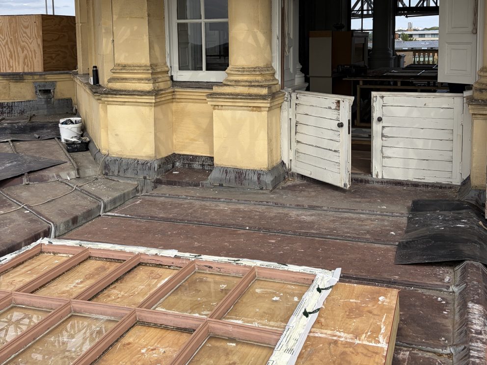 Work Going On To Repair Windows Of The Tower Of The Winds