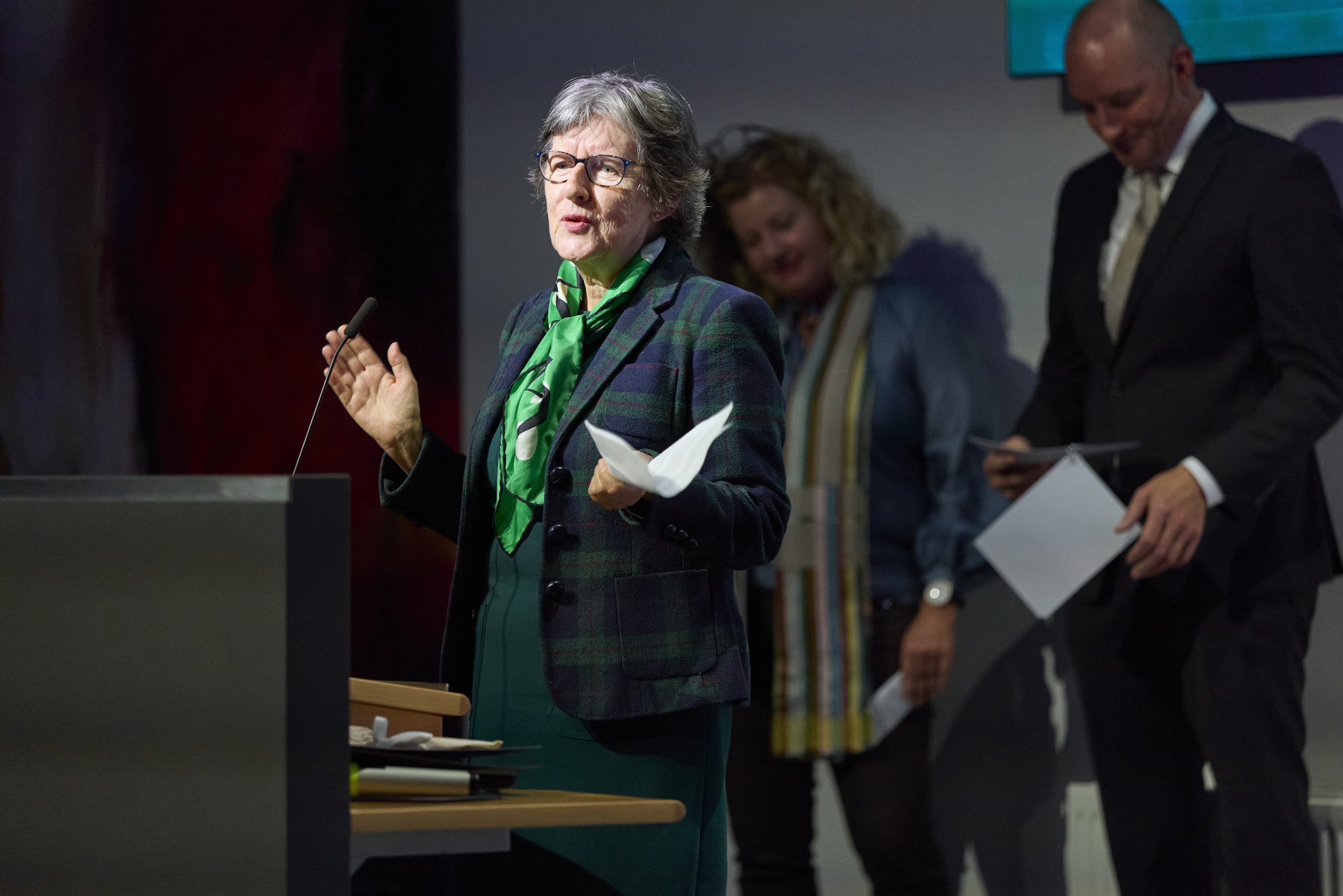 Mary Daly Speech At Lectern Accepting Honorary Degree At Roskilde University